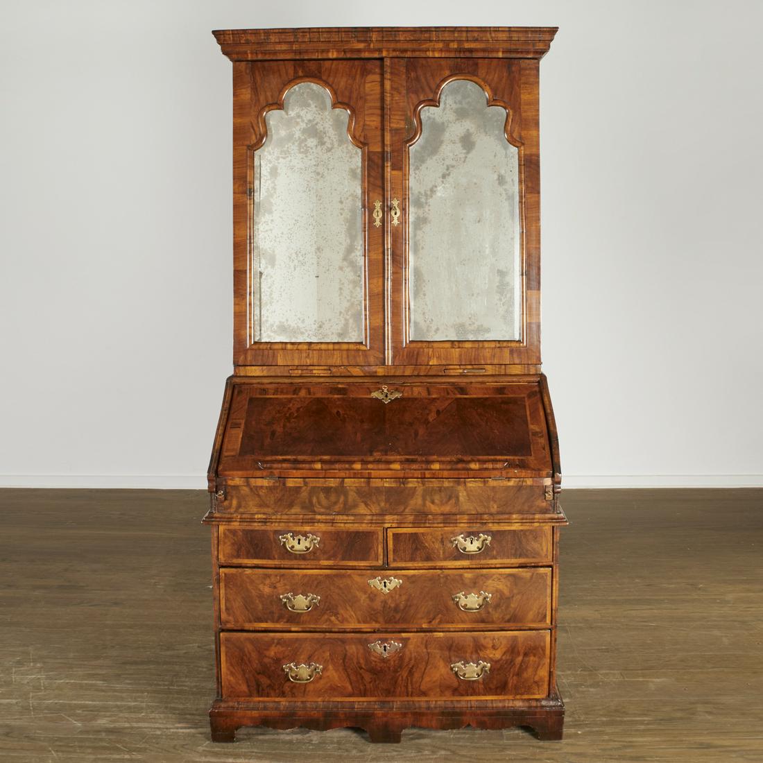 George II figured walnut secretary cabinet (1 of 11)