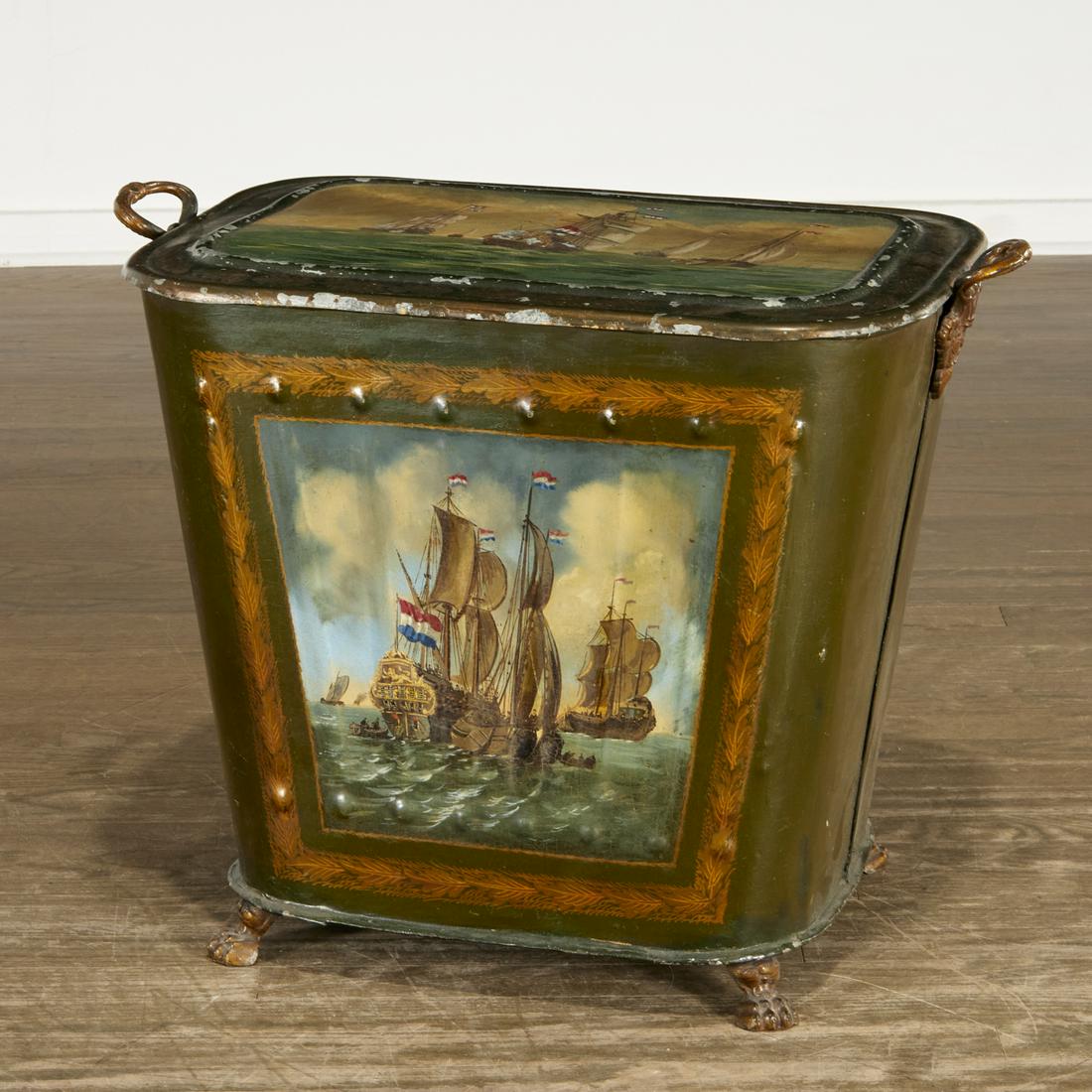 Victorian French Navy toleware coal bin (1 of 10)