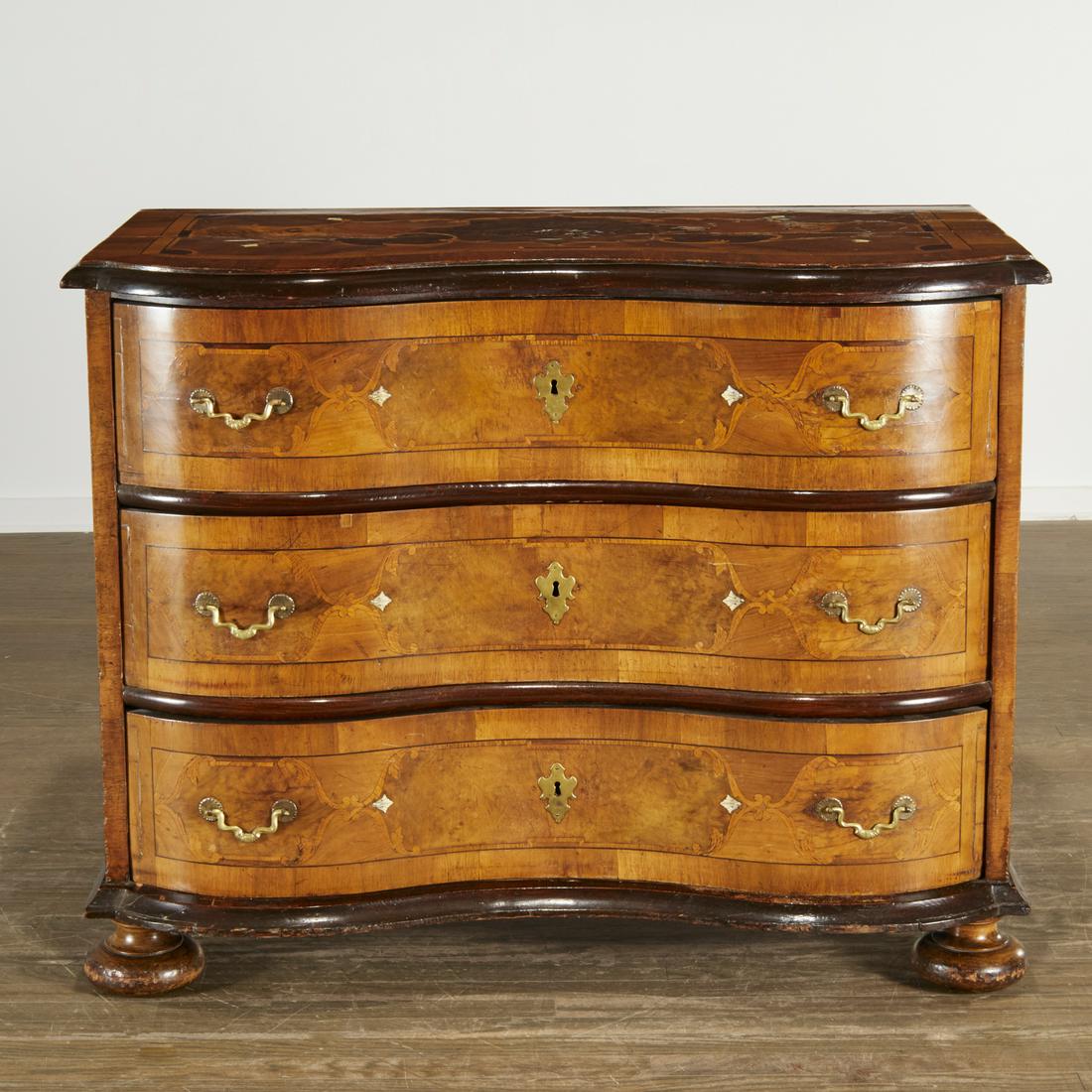 German Baroque marquetry inlaid commode (1 of 10)