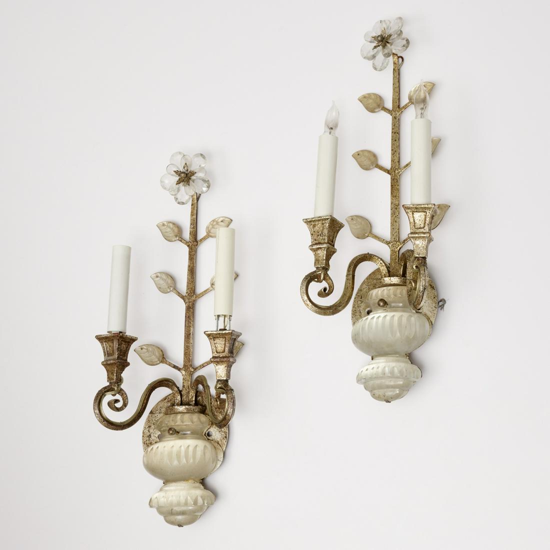 Pair Bagues style rock crystal, silvered sconces (1 of 6)