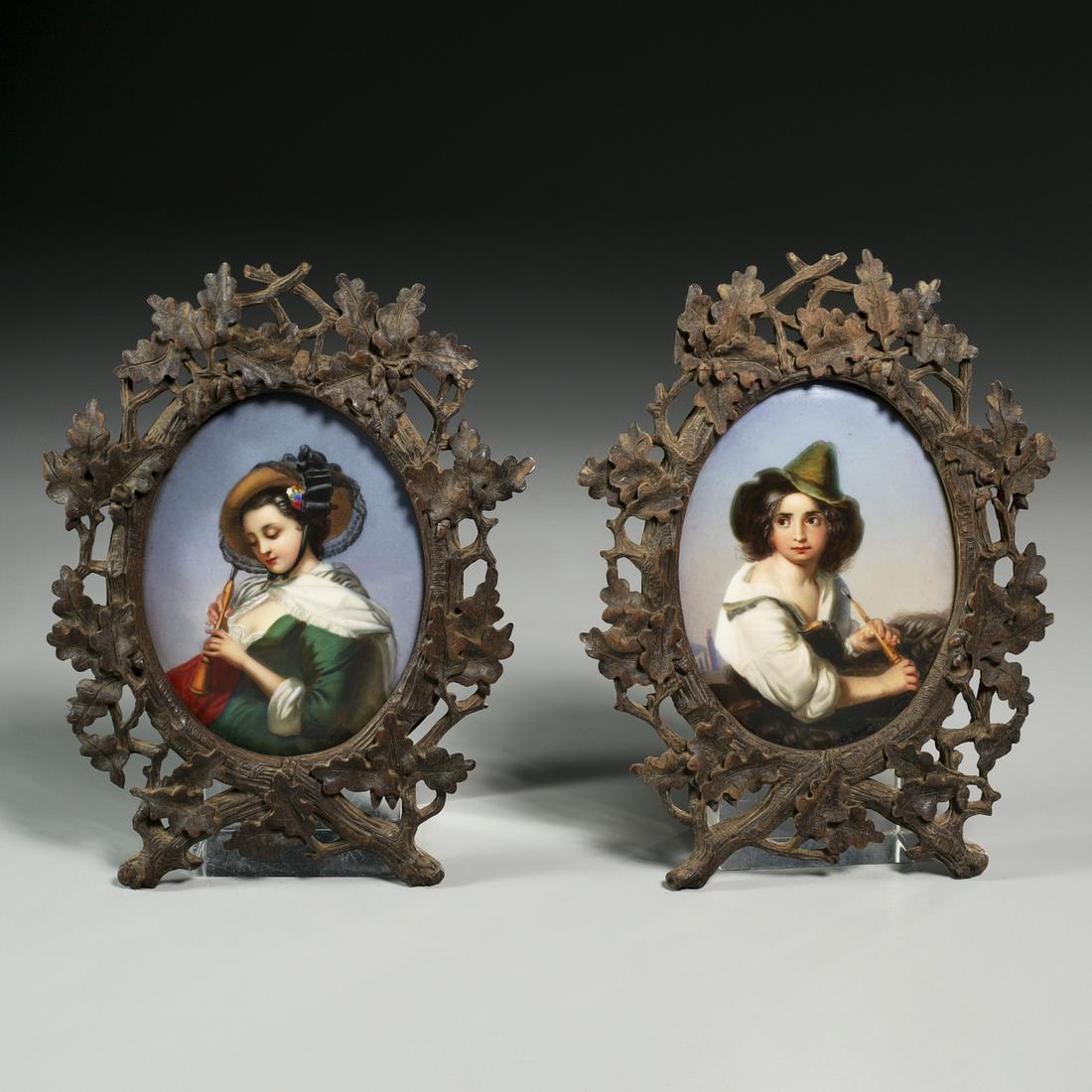 KPM, pair framed porcelain plaques (1 of 5)