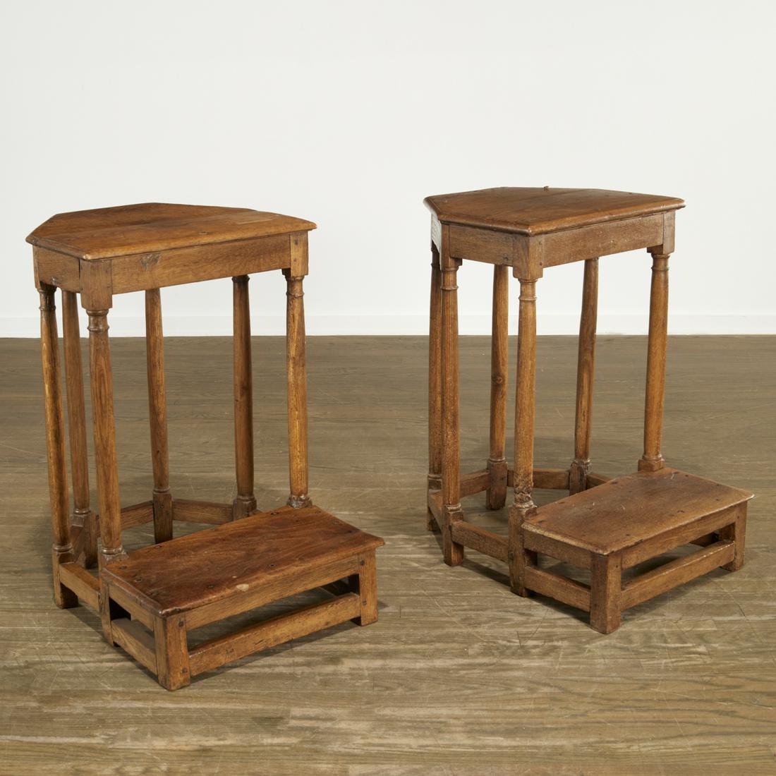 Pair 18th c. French oak prie-dieu (1 of 9)
