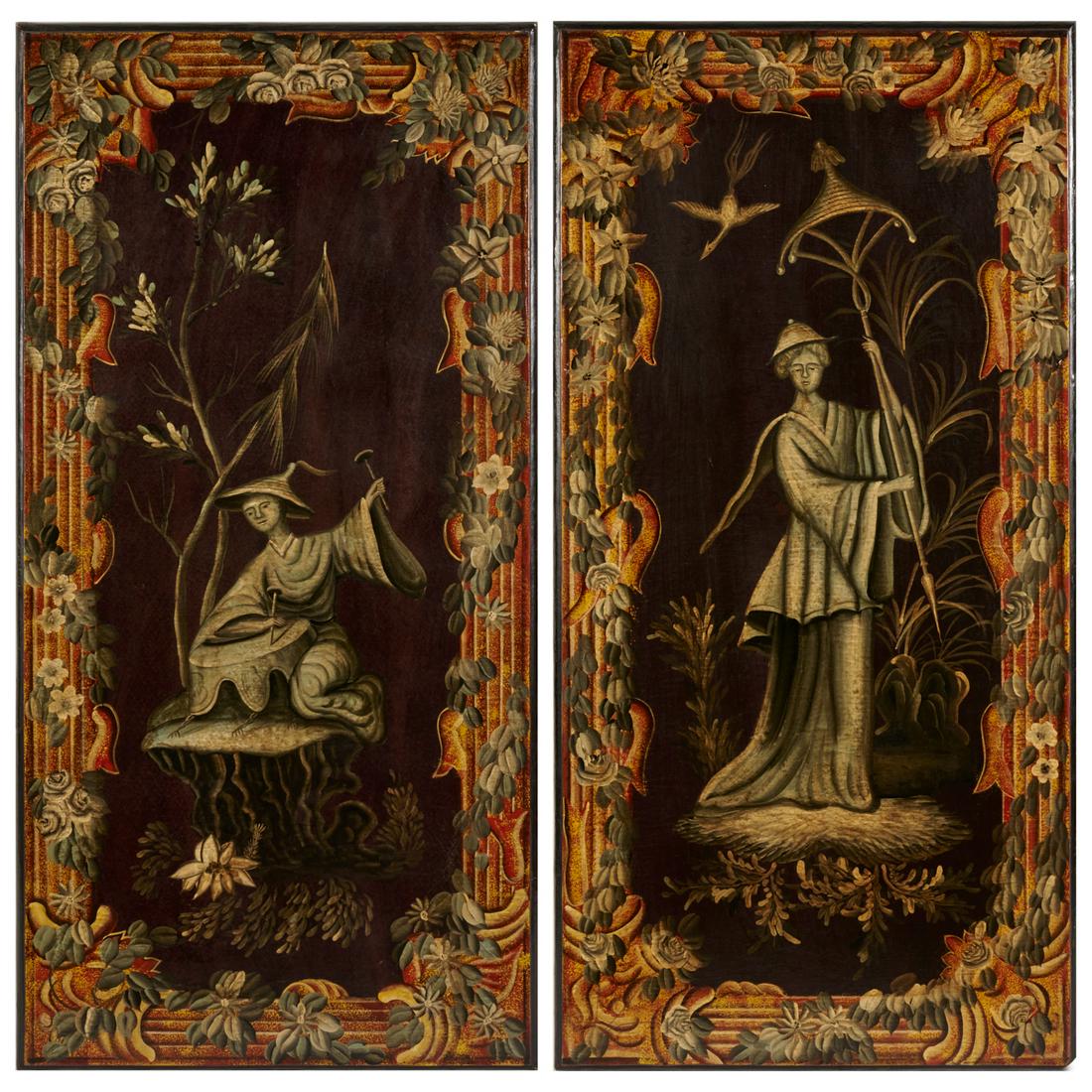Pair large Continental chinoiserie panels (1 of 10)