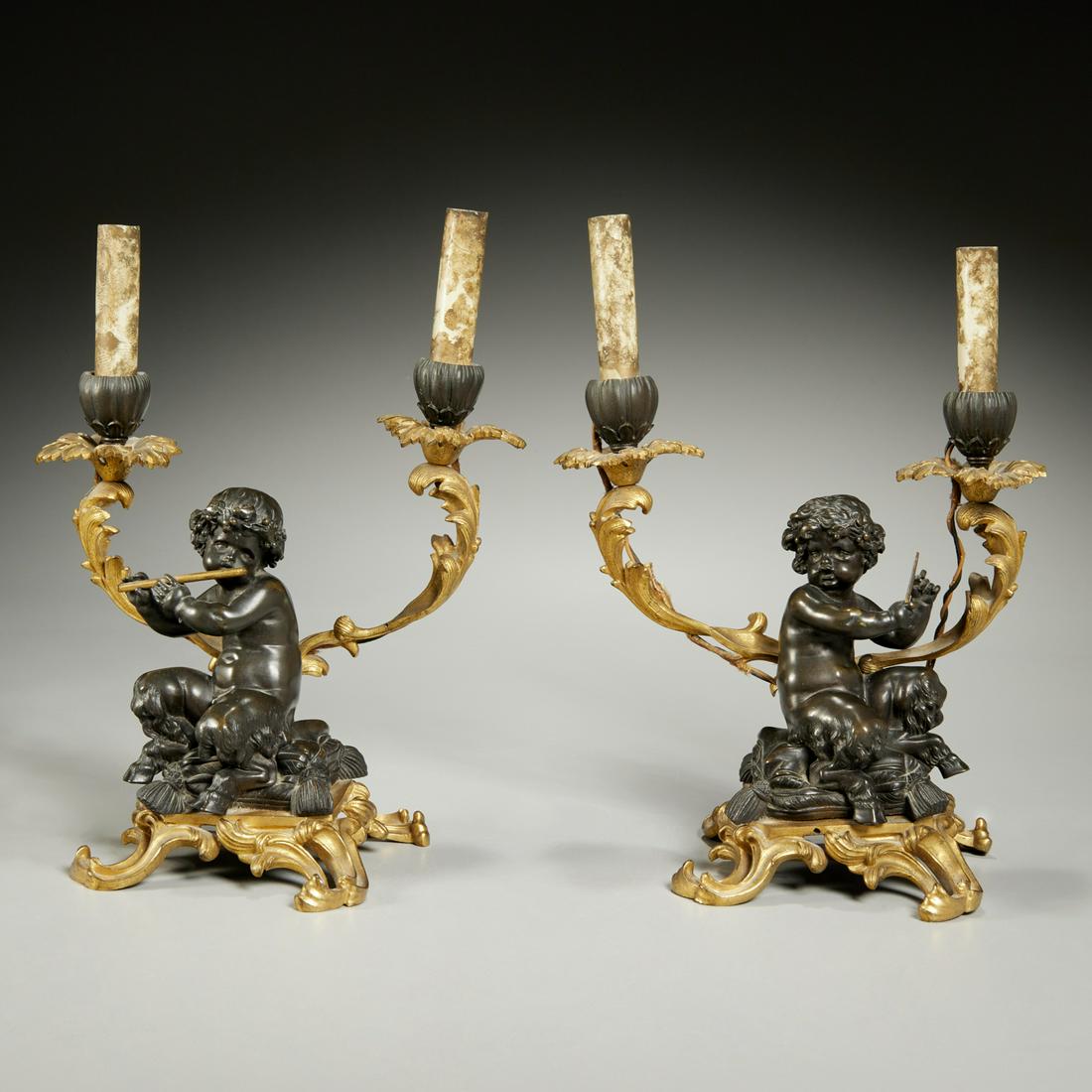 Pair French parcel gilt bronze candelabra (1 of 6)