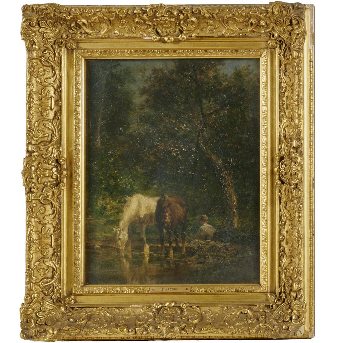 Charles Emile Jacque, oil on canvas (1 of 7)