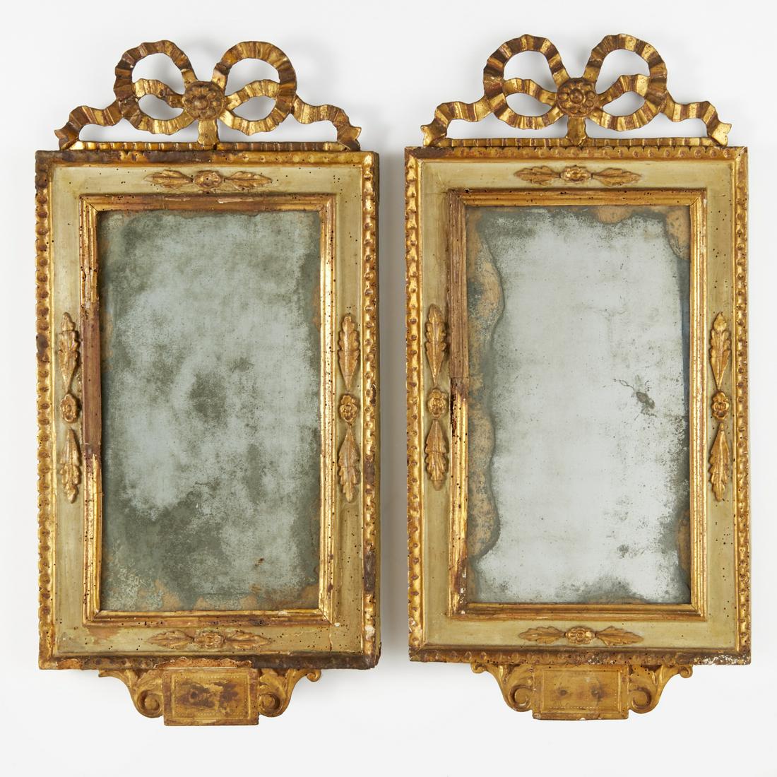 Pair Italian Neoclassic gilt and painted mirrors (1 of 8)