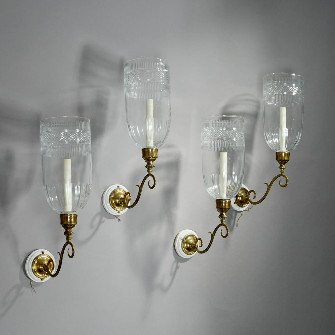 Set (4) Regency style cut hurricane sconces (1 of 7)