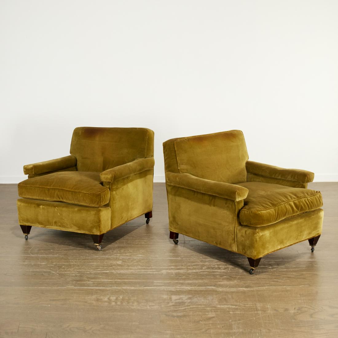 Pair custom velvet upholstered lounge chairs (1 of 11)