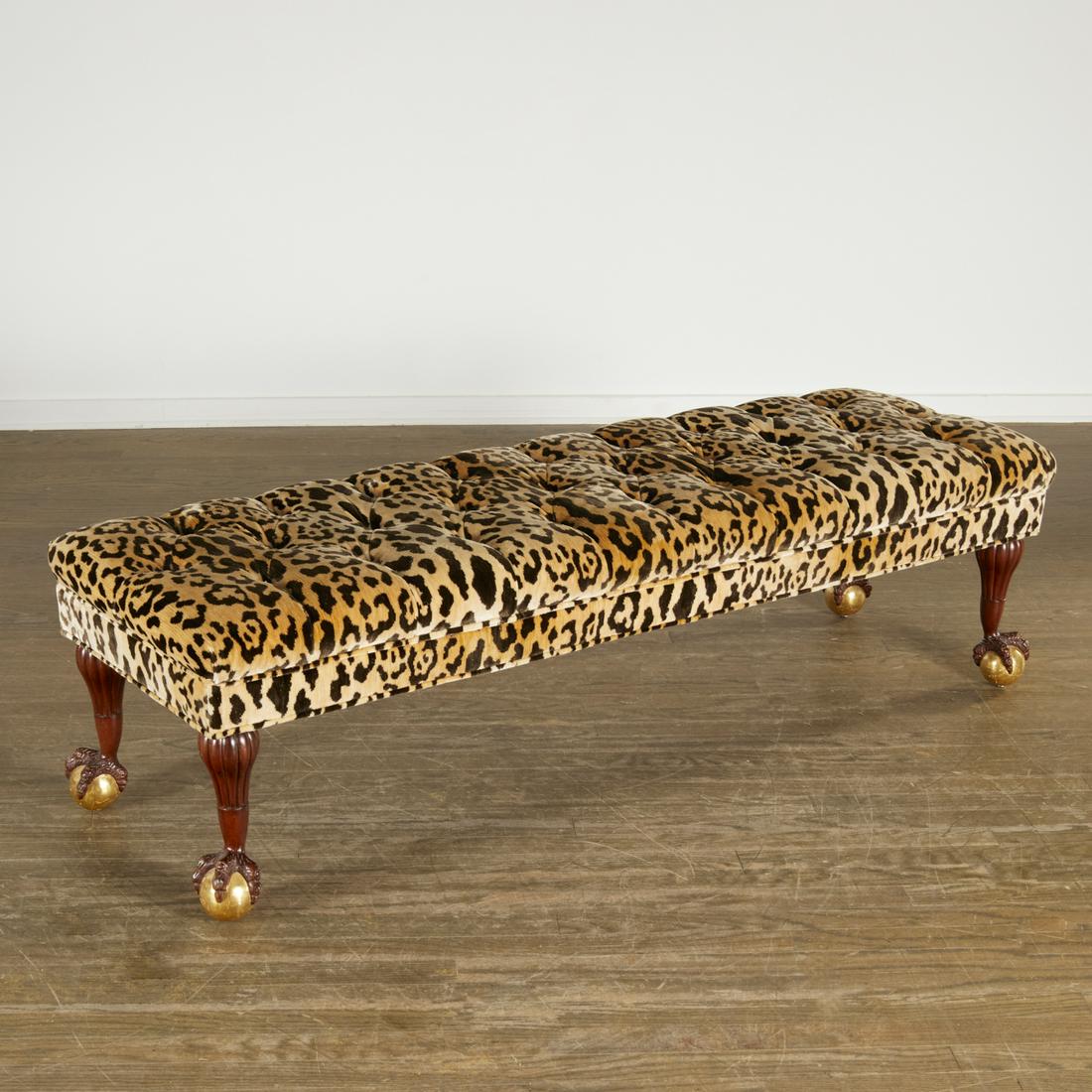 Russian Neoclassic style mahogany, giltwood bench (1 of 5)