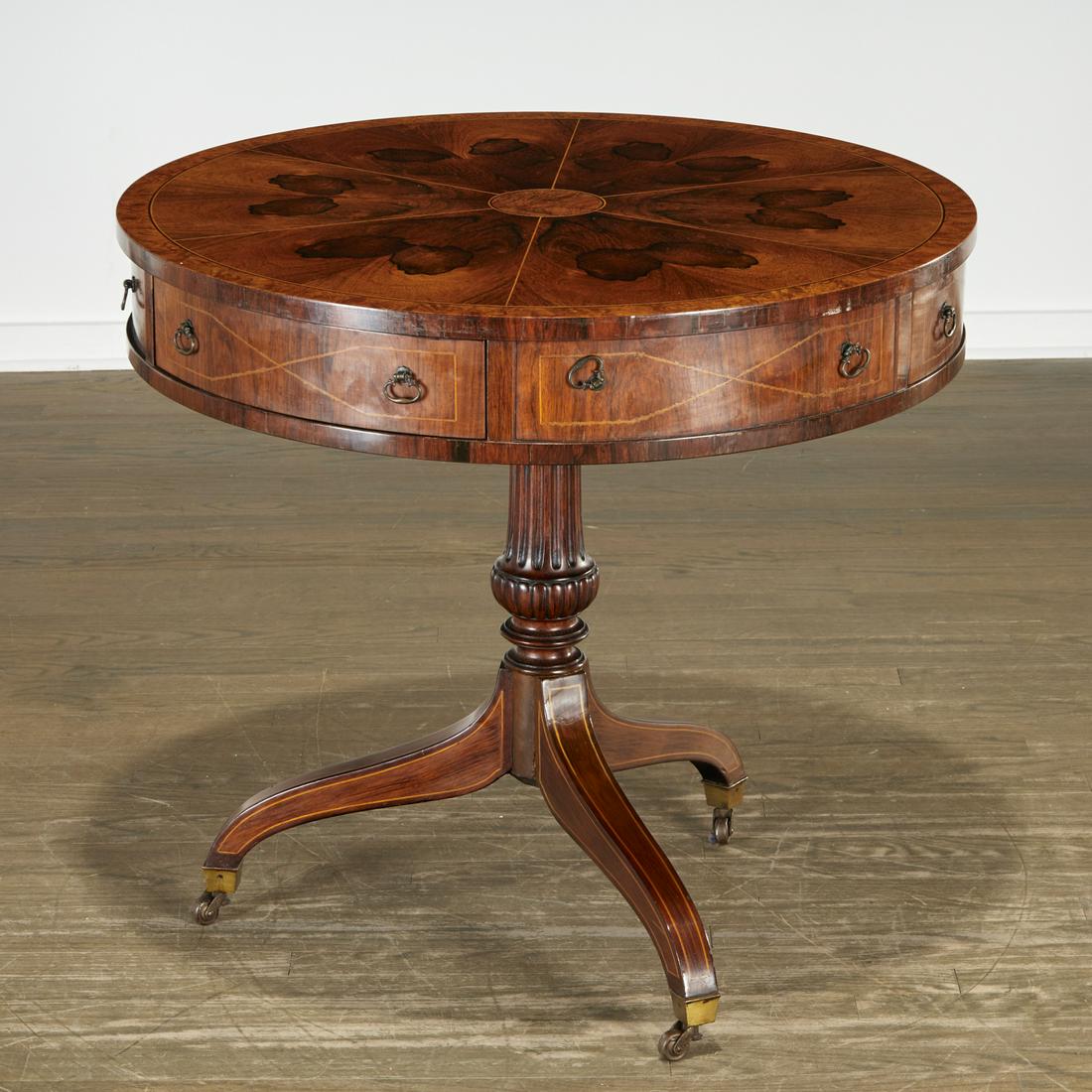 Regency inlaid figured rosewood center table (1 of 9)