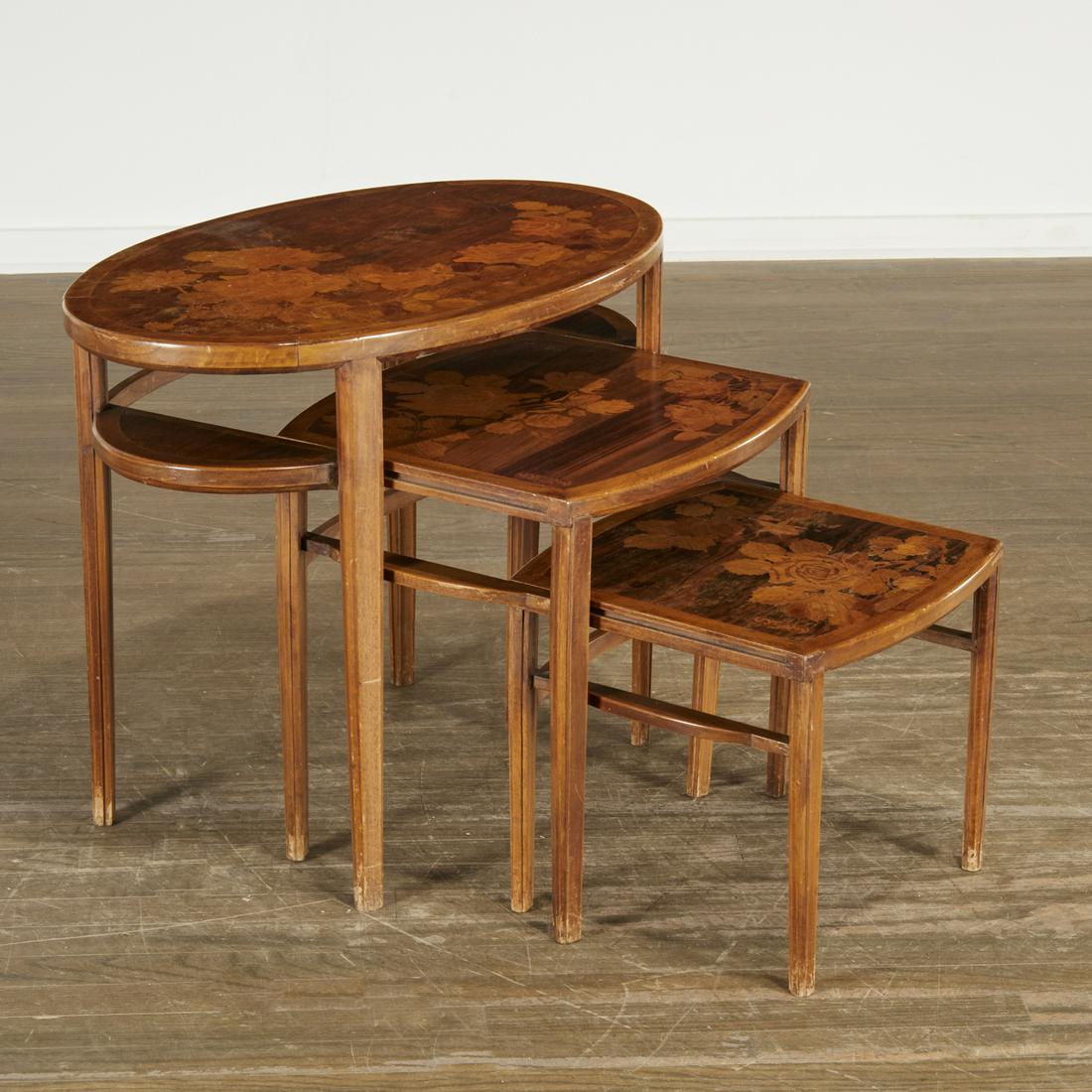 Emile Galle, rare oval three-tier nest of tables (1 of 8)