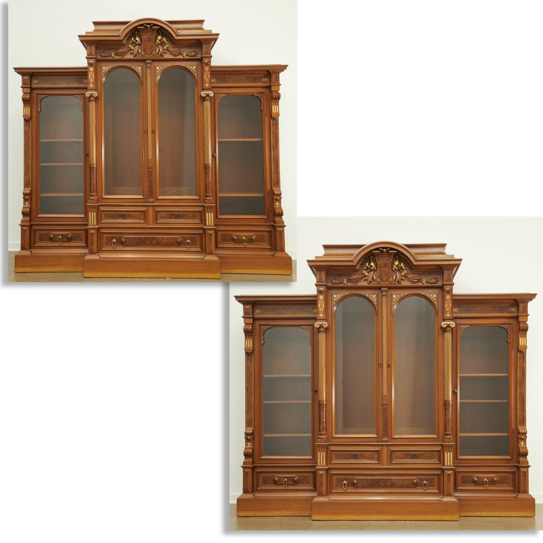 Pair American Renaissance Revival bookcases (1 of 9)