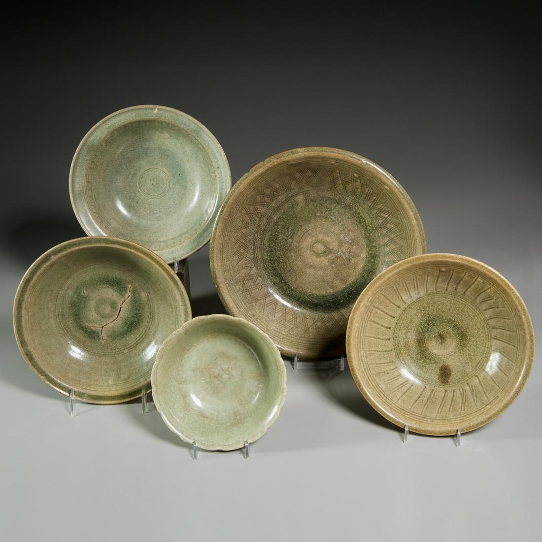 Group (5) antique Asian celadon bowls (1 of 12)