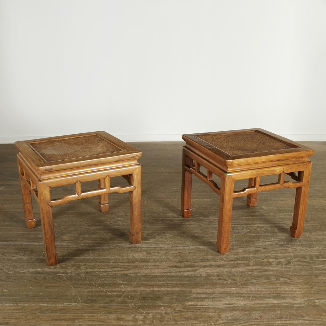 Pair Chinese caned huanghuali stools (1 of 12)