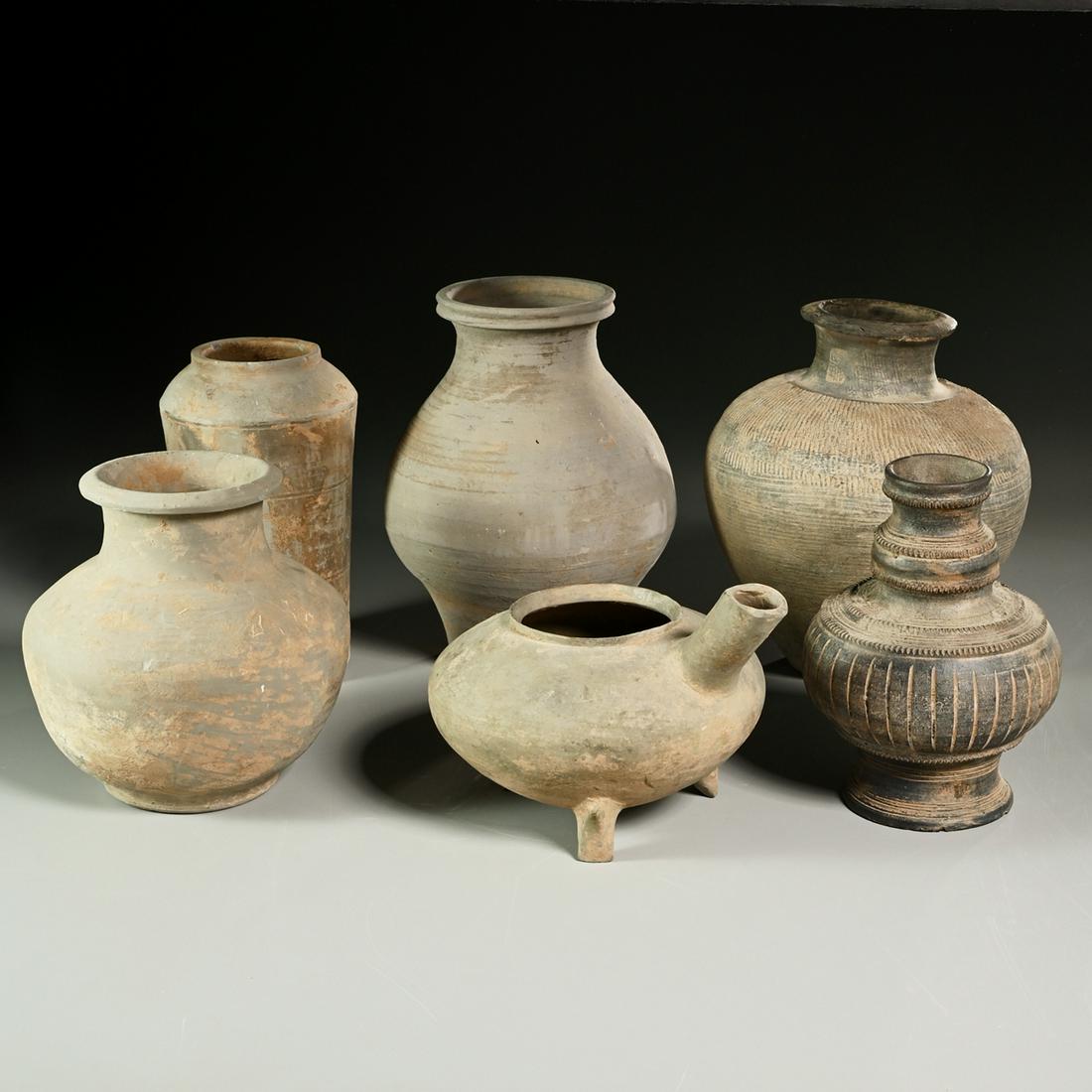 (6) Chinese and Korean grey pottery vessels (1 of 9)