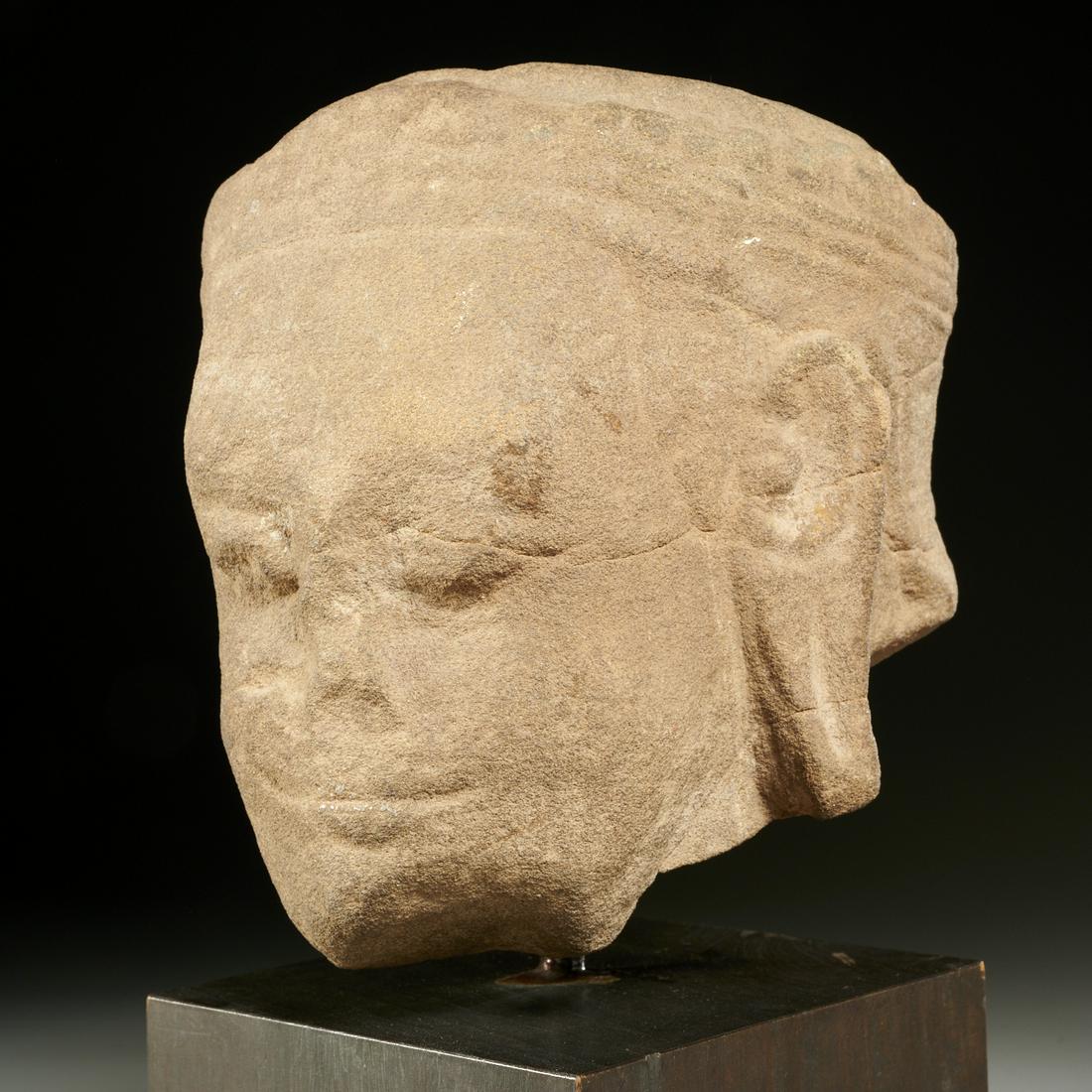 Khmer carved sandstone Buddha head (1 of 5)