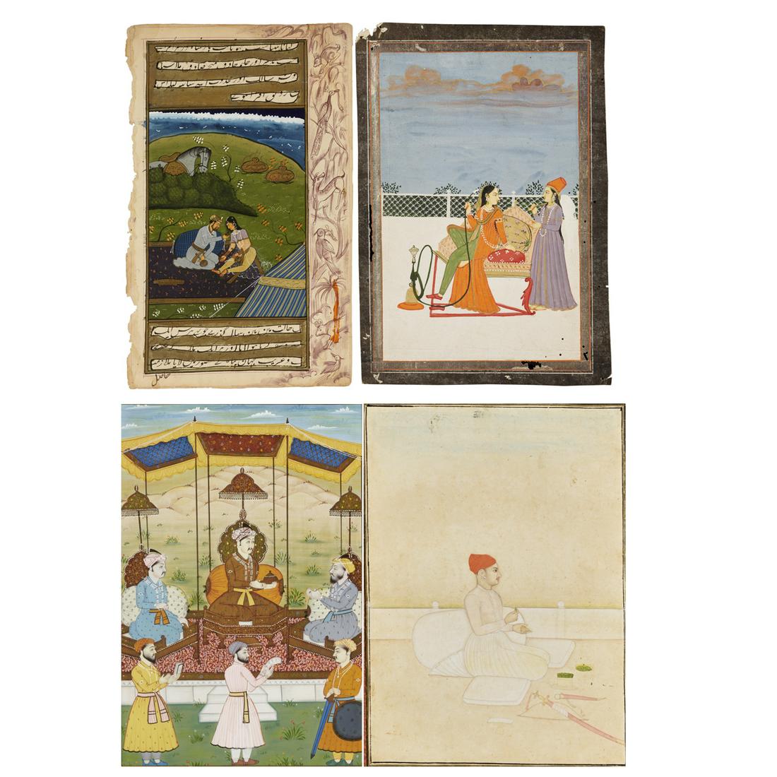 Mughal School, (4) gouache paintings (1 of 13)