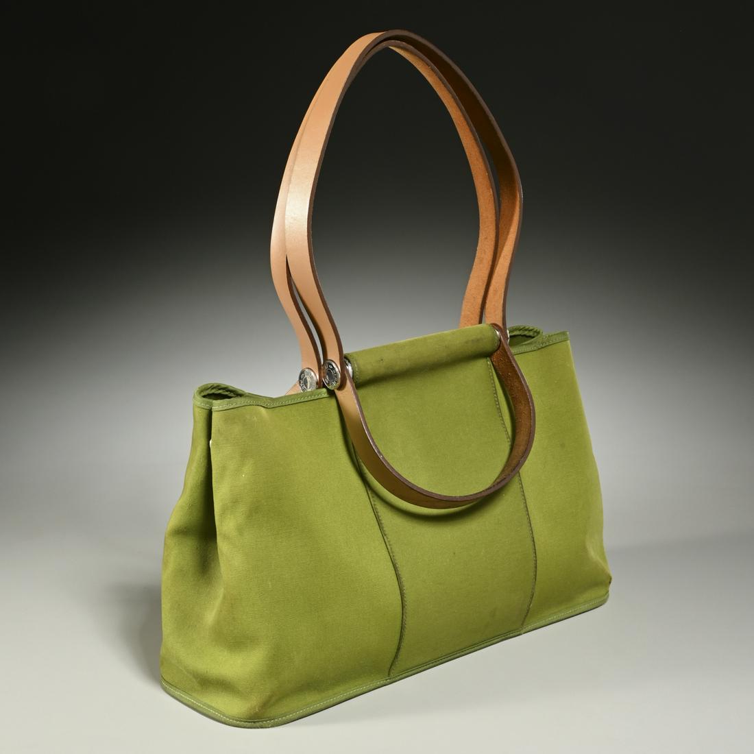 Hermes olive green toile canvas Cabag Elan tote (1 of 6)