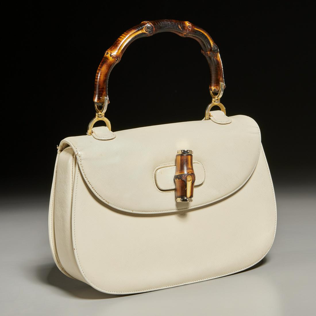 Gucci beige leather bamboo top handle bag (1 of 5)