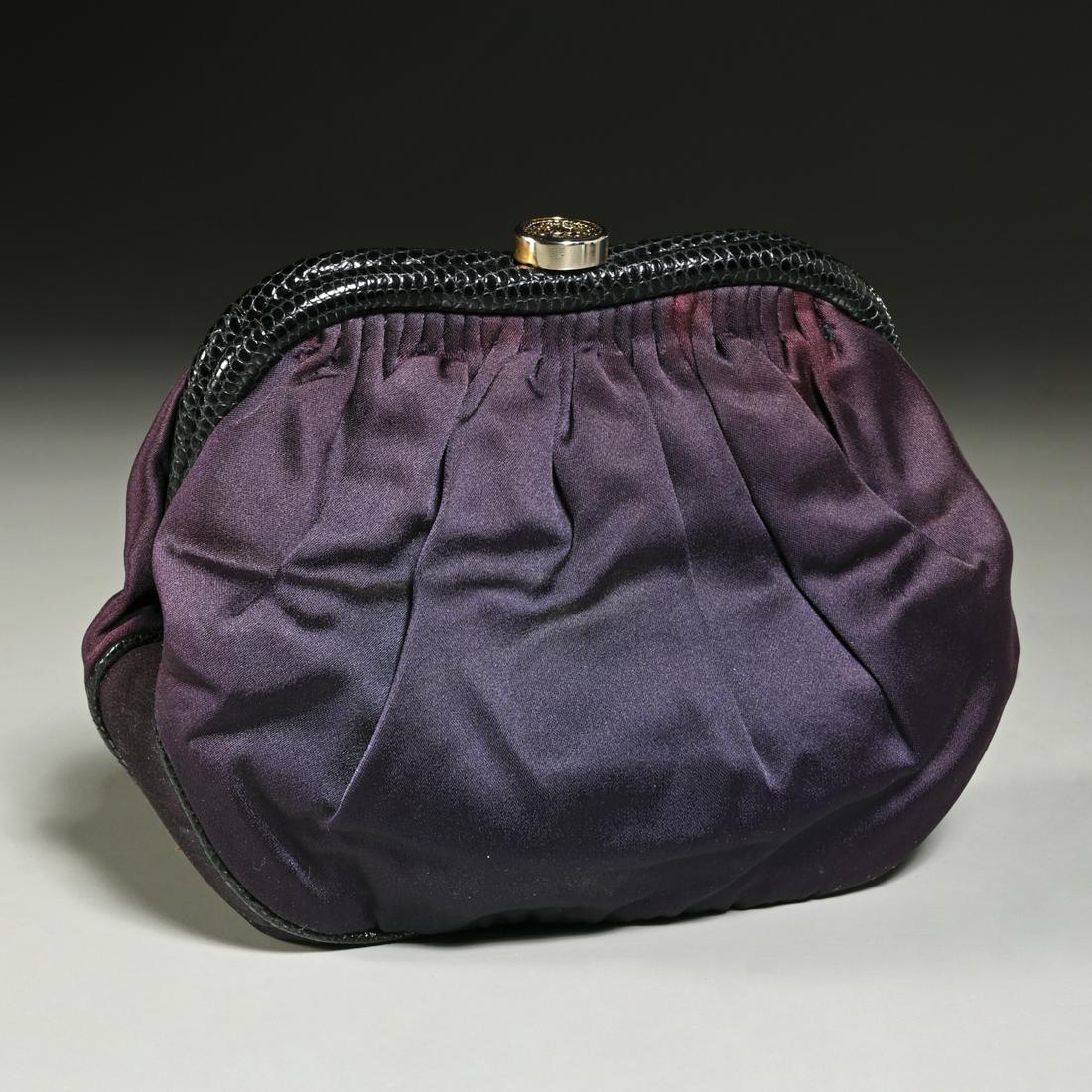 Chanel eggplant silk satin evening clutch (1 of 5)