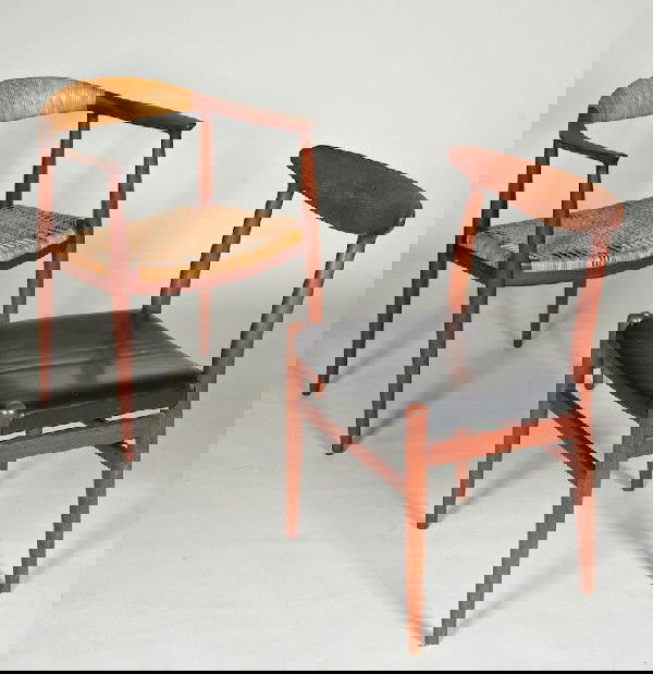 (2) Hans Wegner for Hansen and Madsens chairs: (2) Hans Wegner for Hansen and Madsens chairs, Mid 20th c., 30"h x 24.75"w x 18"d (armchair)