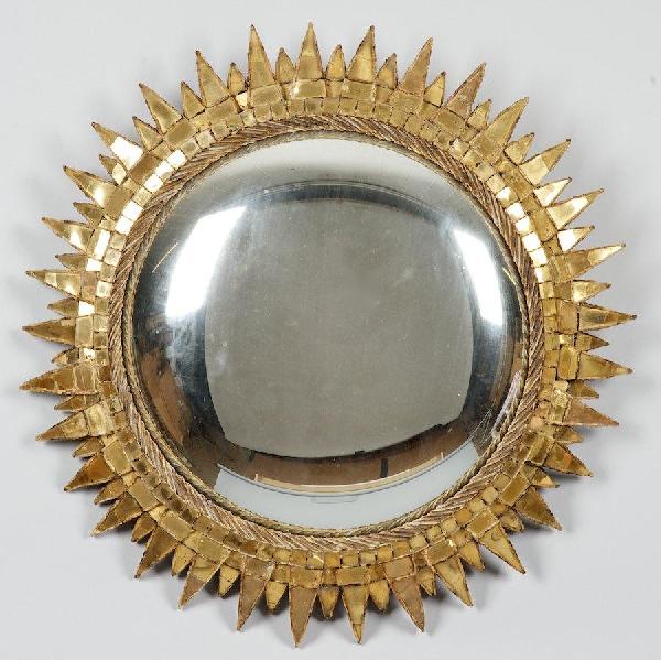 Talosel mirror by Line Vautrin (1913-1997, French: Talosel mirror by Line Vautrin (1913-1997, French), Circa 1950s, signed "Line Vautrin - XII", 23.5"dia.