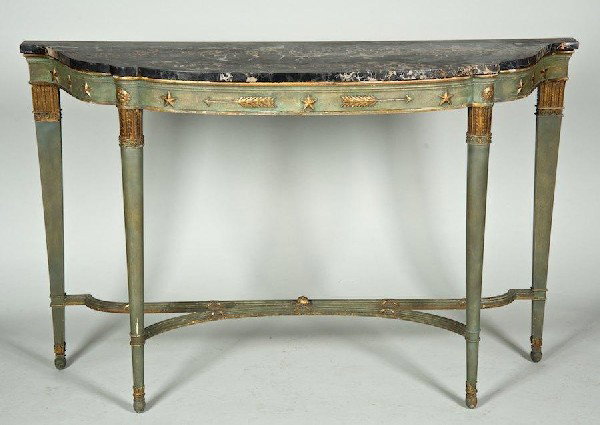 Italian Neoclassical style blue painted marble to