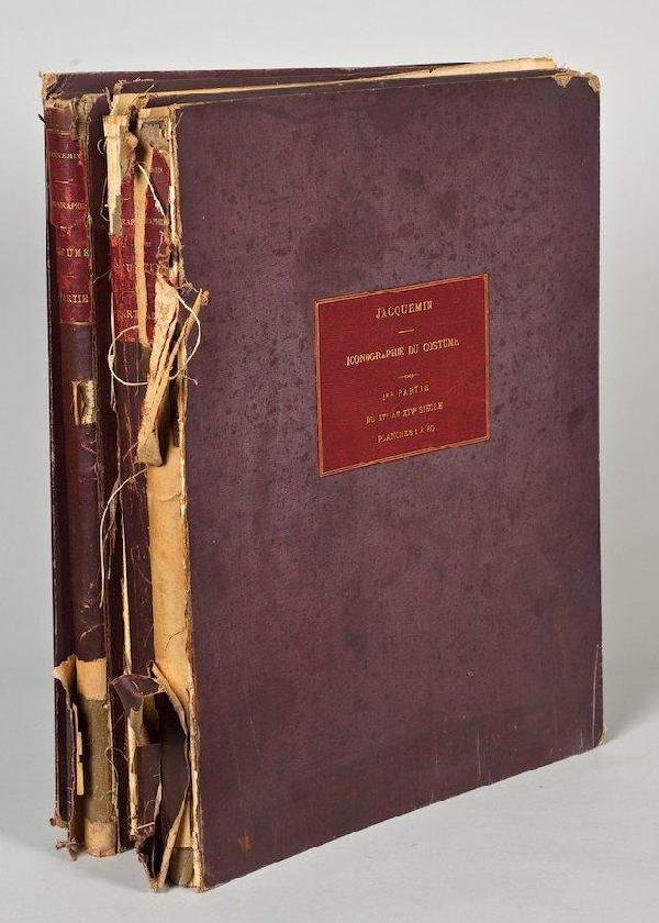 Jacquemin, Raphael, Inconographie Du Costume: Jacquemin, Raphael, Inconographie Du Costume, Paris, nd, folio, 4 vols., disbound with 24 hand-colored plates