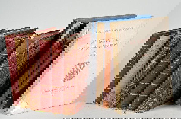 The French Book, 9 vols.: The French Book, 9 vols., Le Livre et L'Image, Paris, 1893, 3 vols., Courboin, Gravure In France, Paris, 1923, Gravure Dans le Livre, Paris, 1927, Lesard, Art of the French Book, 3/4 leather, another