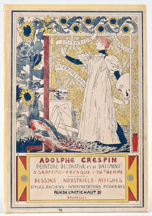 Original poster by Adolph Crespin: Original poster by Adolph Crespin, Peinture Decoratif, 22.25" x 15.25"