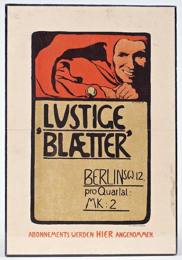 Original poster by Angelo Jank: Original poster by Angelo Jank, Lustice Blaetter, 18.5" x 12.5"