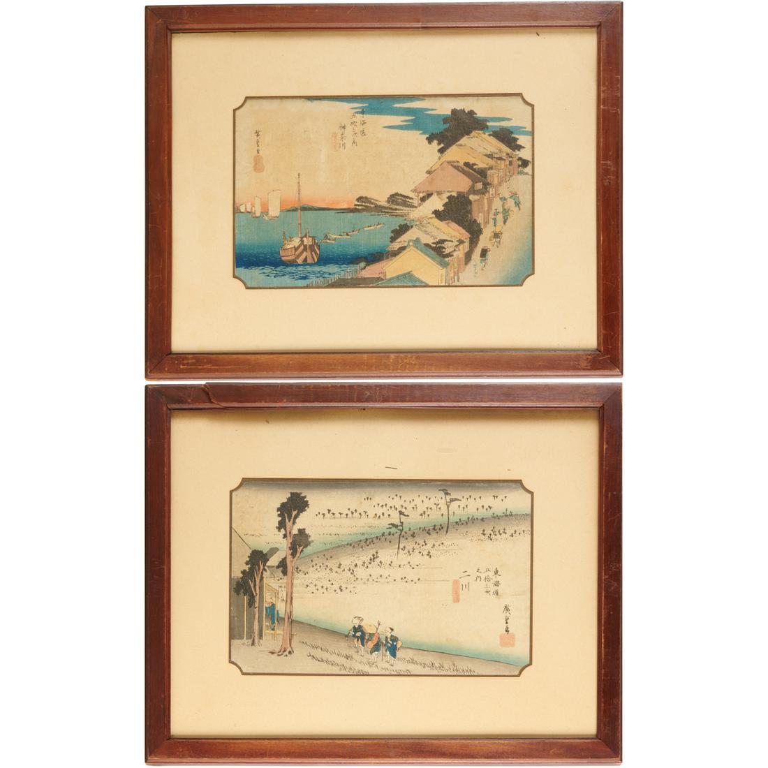 Utagawa Hiroshige, (2) woodblock prints (1 of 12)