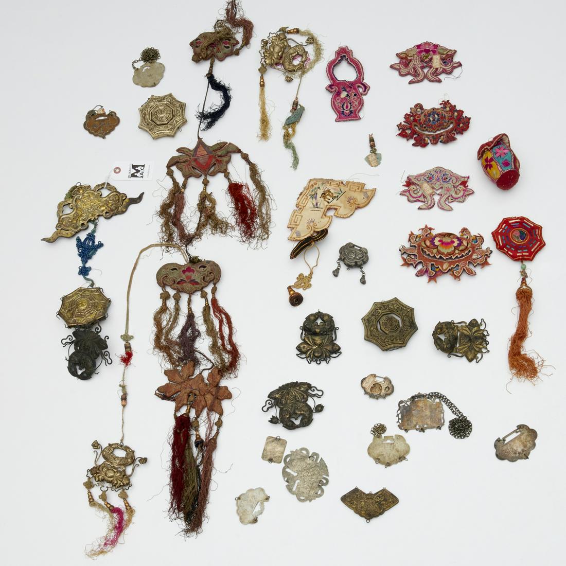 Group Chinese silk & metalware Buddhist ornaments (1 of 6)