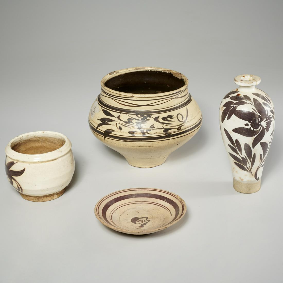 Group (4) Chinese cizhou style pottery wares (1 of 7)