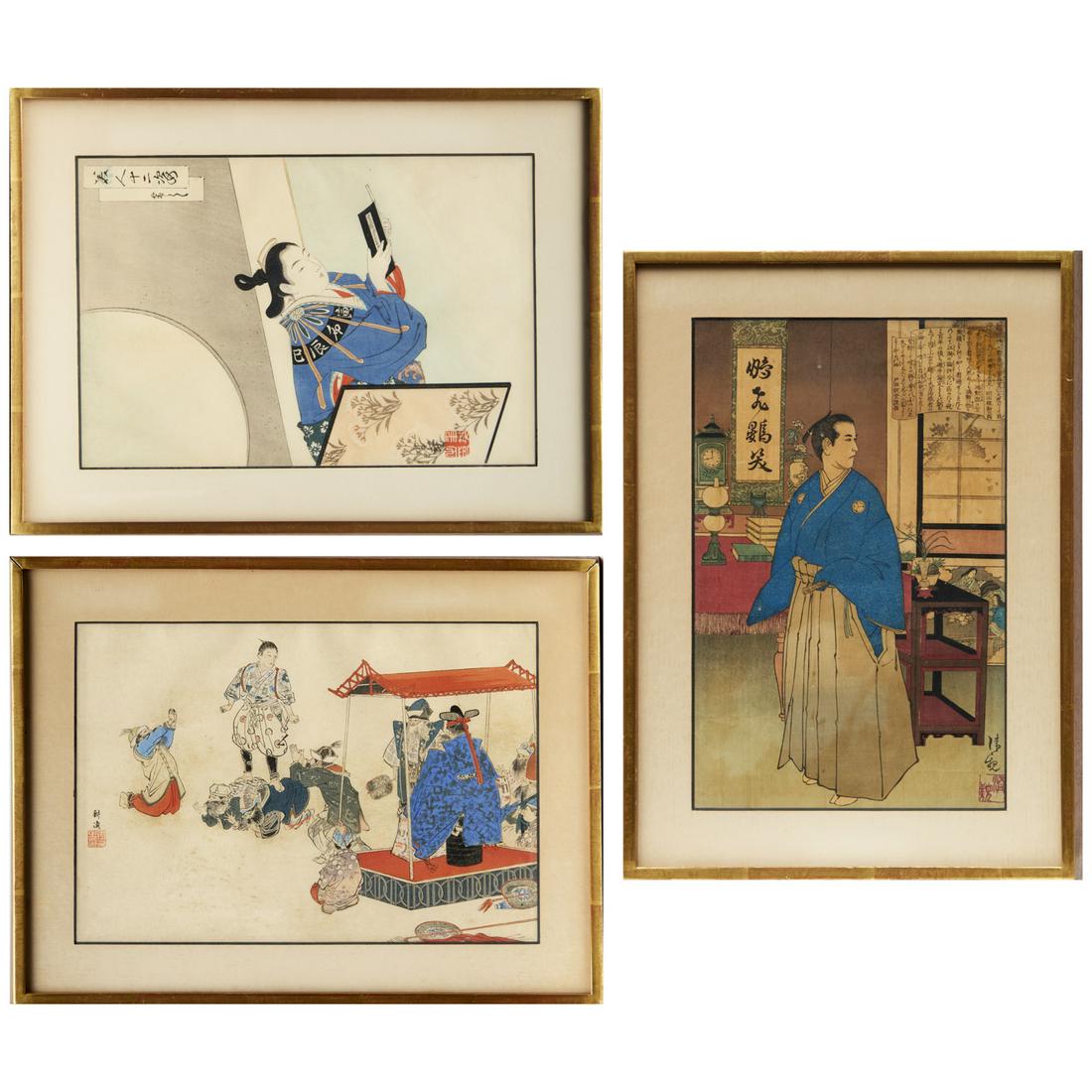 (3) Antique Japanese woodblock prints (1 of 8)