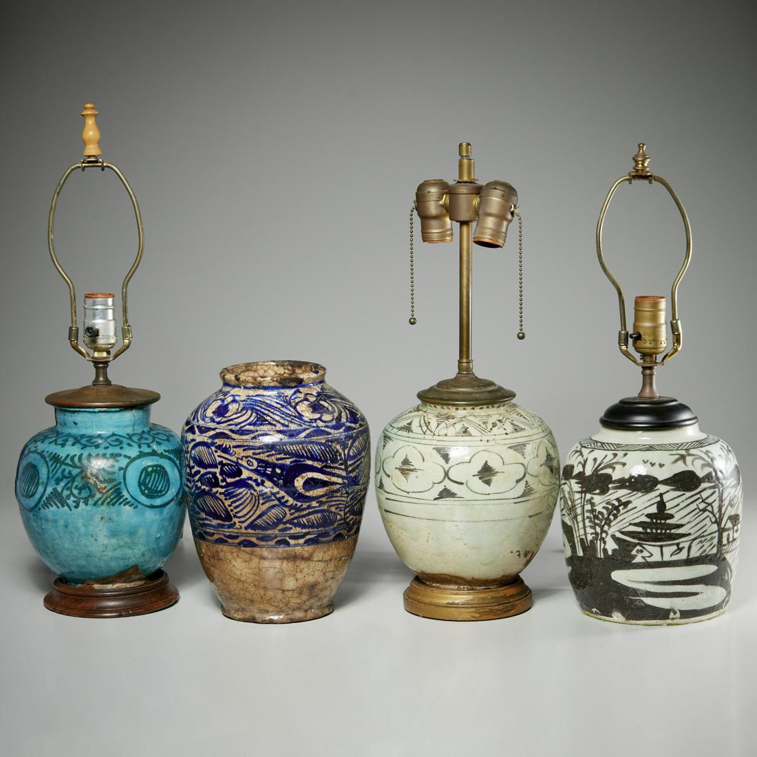 (4) Persian pottery jars mounted as lamps (1 of 6)