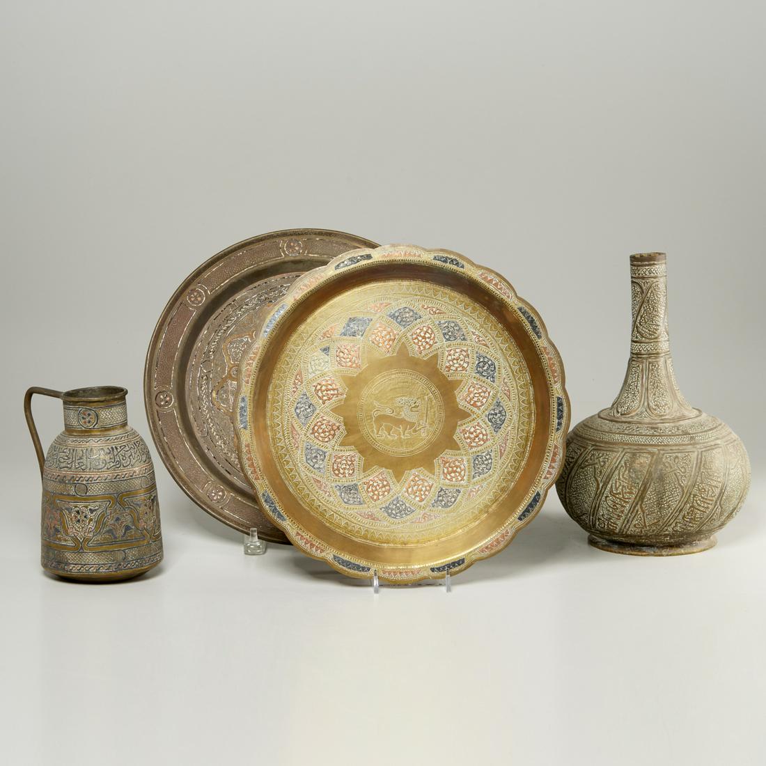 Group (4) Mamluk Revival mixed metal objects (1 of 8)