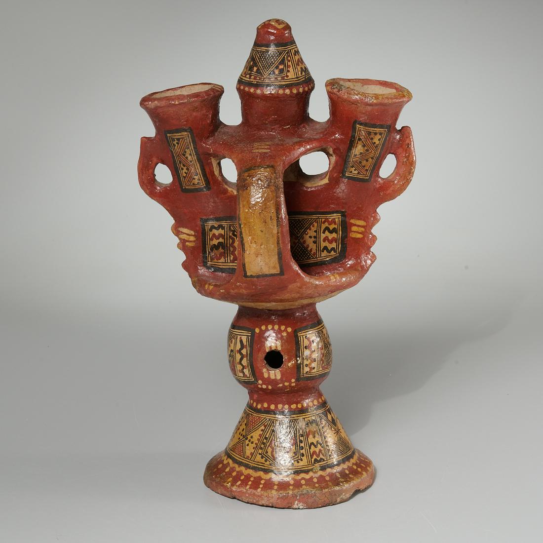 Painted terracotta oil lamp, Kabyle, Algeria (1 of 5)