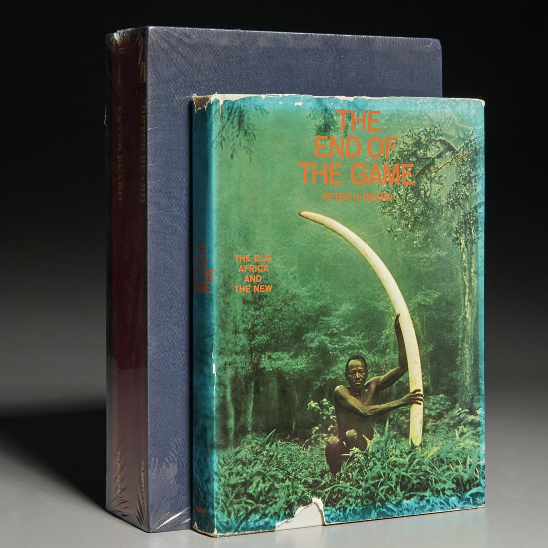 Peter Beard, Catalogue Raisonne + End of the Game: Peter Beard, Catalogue Raisonne + End of the Game, Peter Beard. Taschen, 2008, 2 vols. in slipcase in orig. shrinkwrap, ISBN 978-3-8365-0877-3, 13"h 9"w x 3"d; with, Peter H. Beard. The End of the Gam