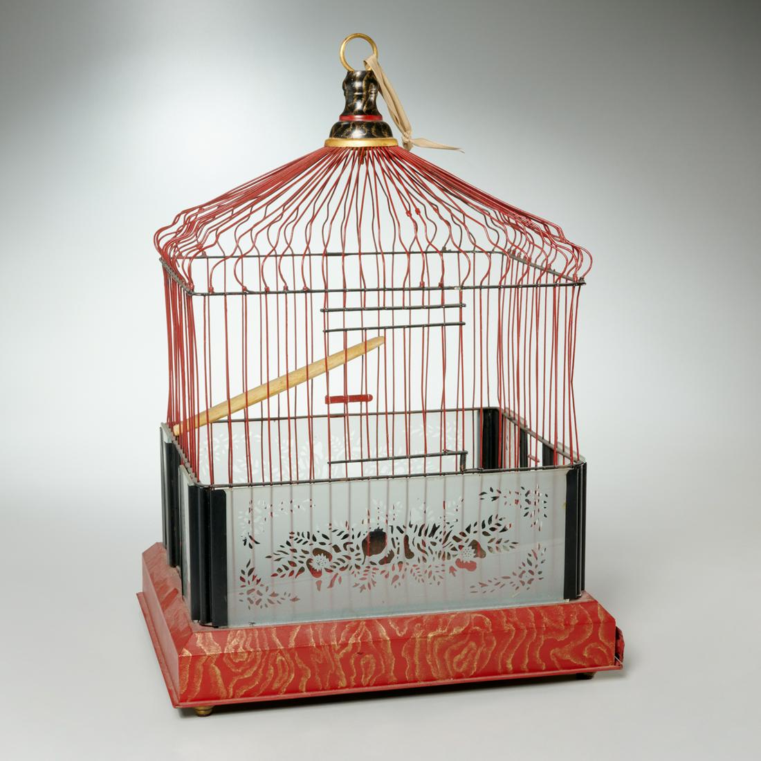 Art Deco gilt tole and glass bird cage (1 of 5)