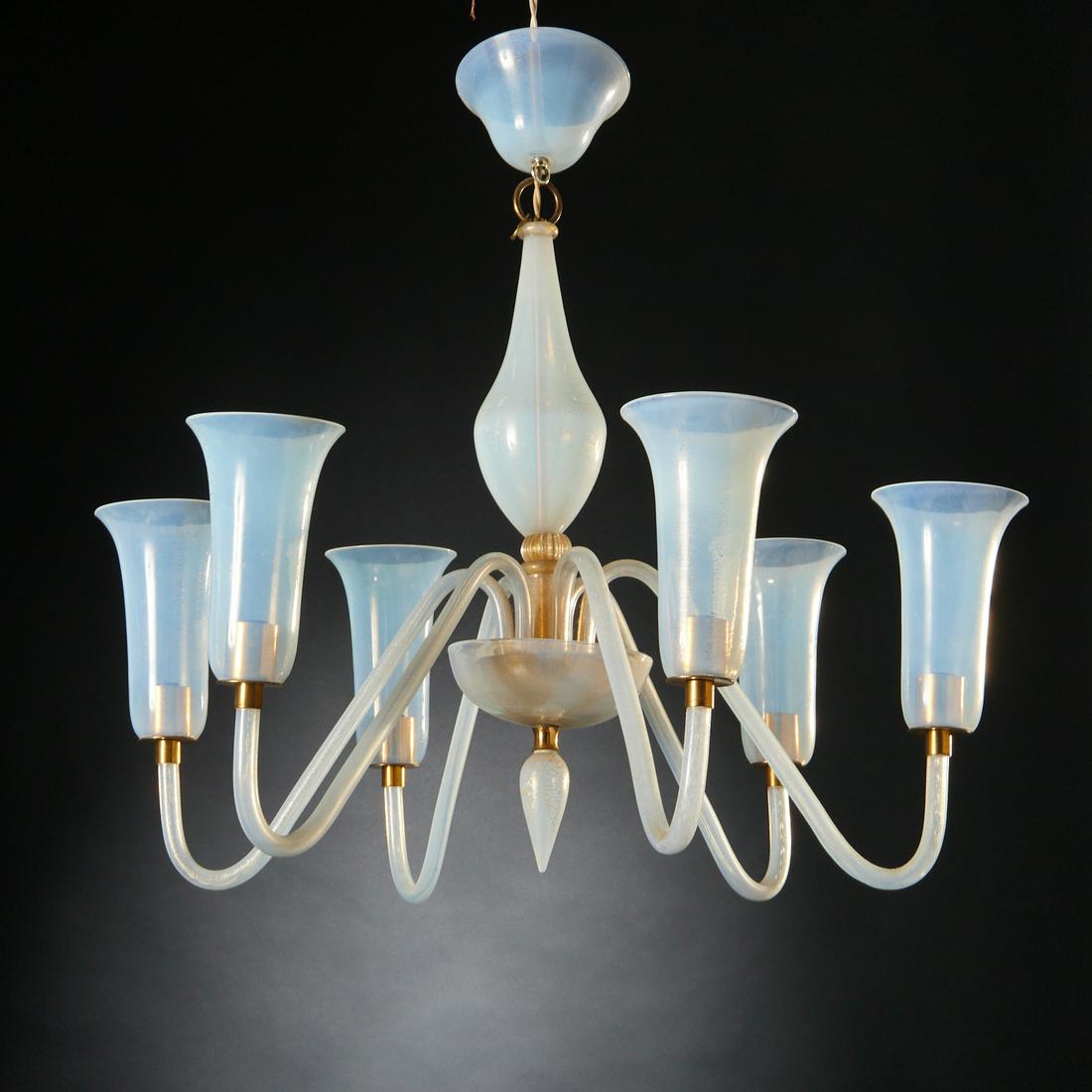 Vintage Murano glass 6-arm chandelier (1 of 8)
