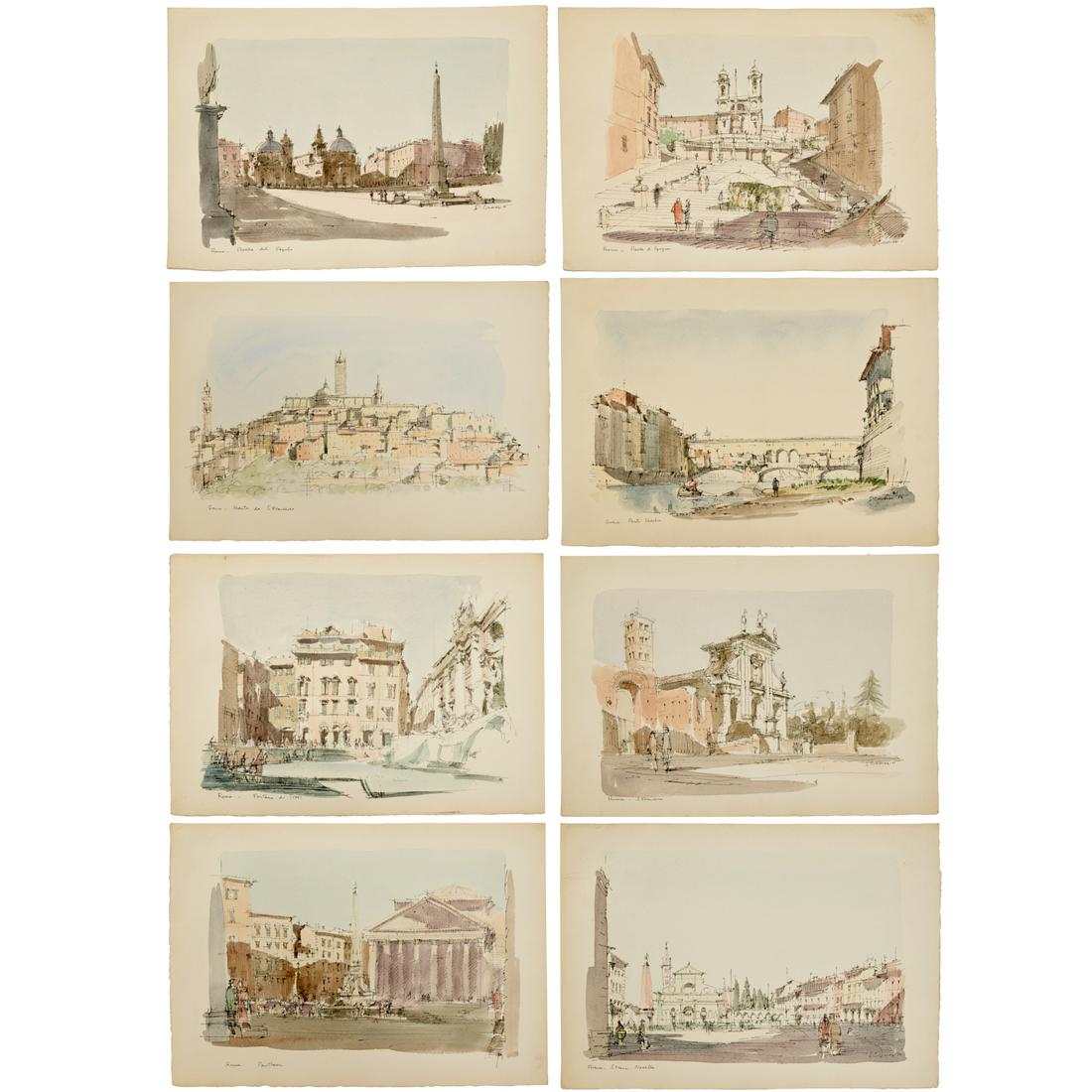 Piero Cicionesi, (8) architectural watercolors (1 of 10)