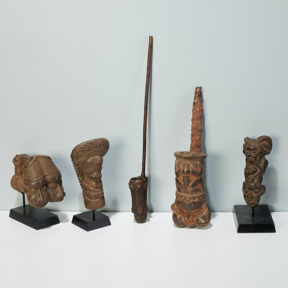 Bamun/Bamileke, (5) figural clay pipes (1 of 6)