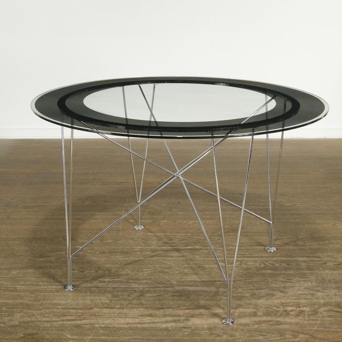 Italian Modern chrome and glass dining table (1 of 7)