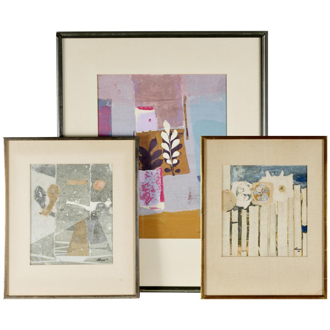 Fred Laros, (3) Abstract collage paintings (1 of 8)