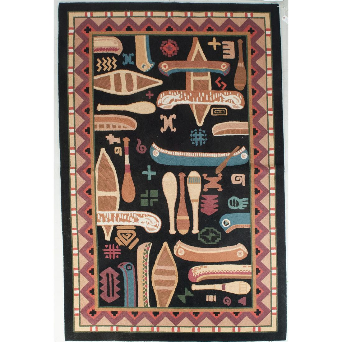 Adirondack style canoe and paddle hooked rug (1 of 7)