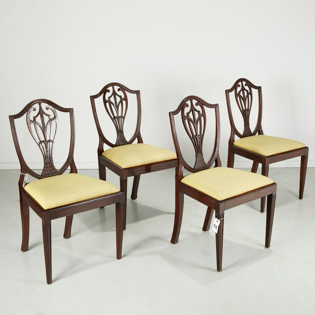 Set antique Hepplewhite shield back dining chairs (1 of 8)