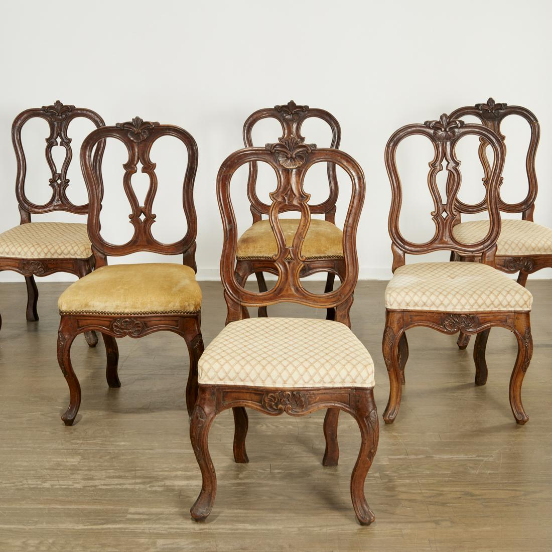 Set (6) Italian Rococo period walnut dining chairs (1 of 11)
