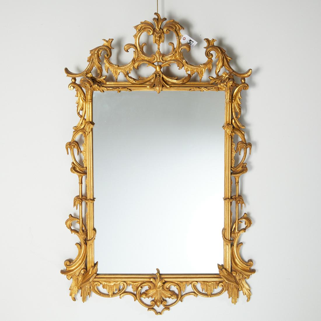 Large Chinese Chippendale style giltwood mirror (1 of 8)