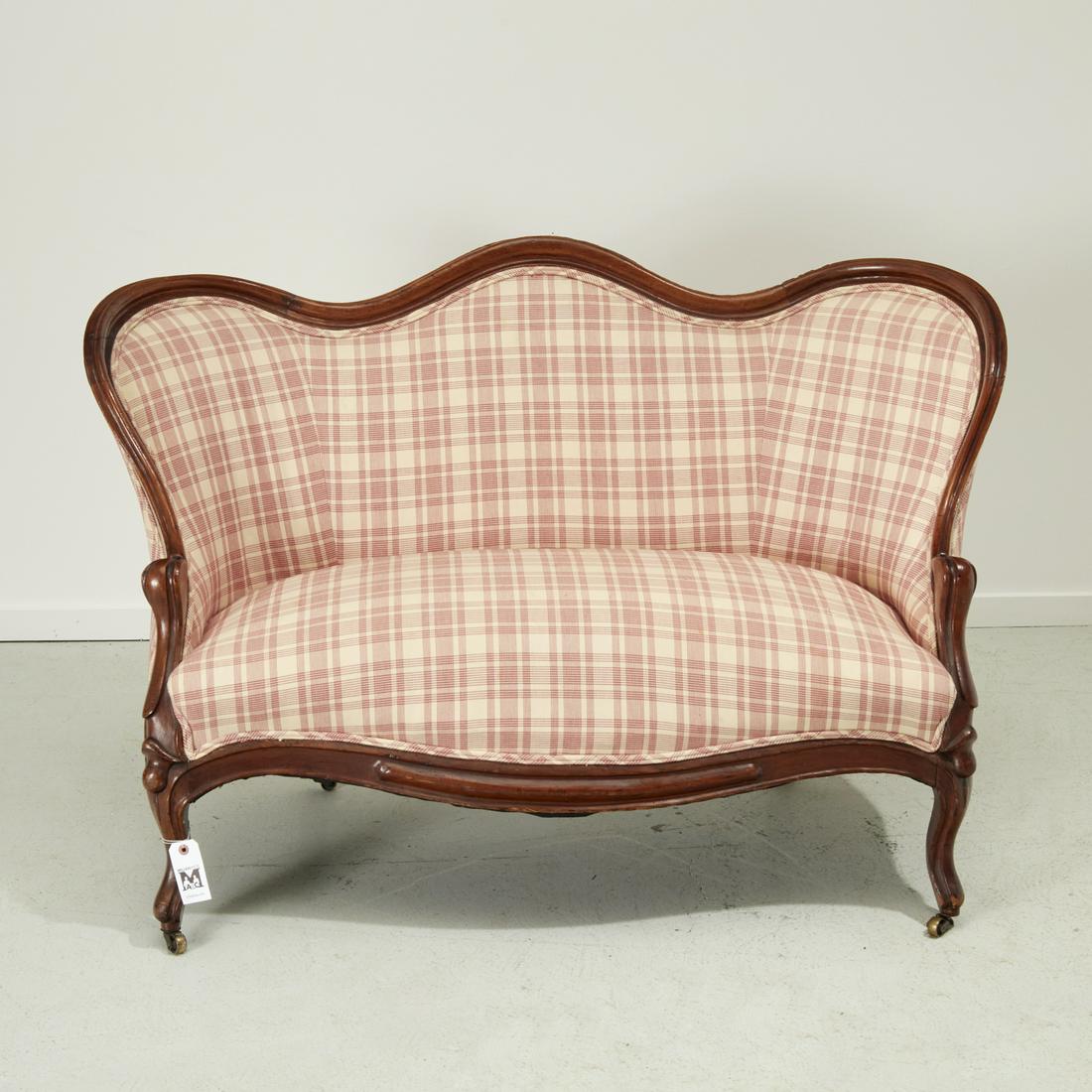 Rococo Revival carved walnut loveseat (1 of 8)